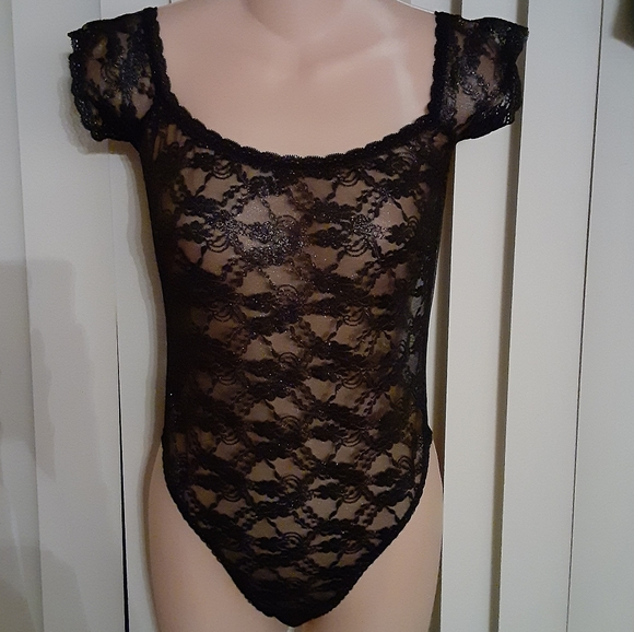 NWT Victoria's Secret Fashion Show black Shimmer Lace Bodysuit/Teddy - Picture 3 of 10
